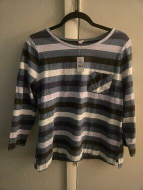 🌿 LOFT Striped Spring/Summer Top – Size Large (NWT) 🌿